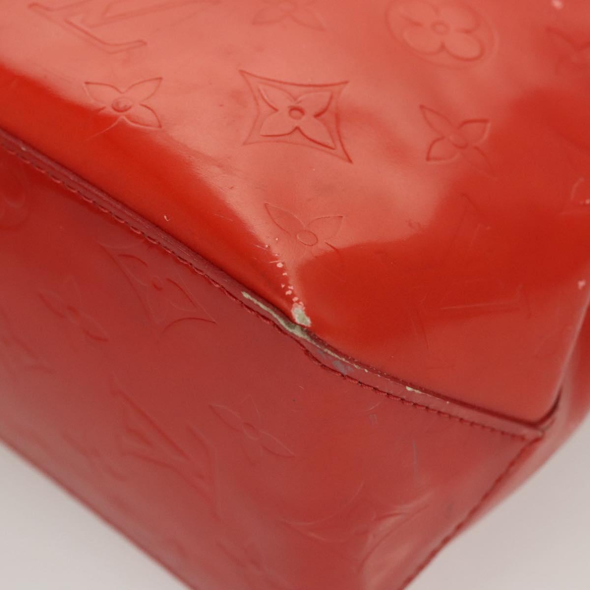 LOUIS VUITTON Monogram Vernis Reade PM Hand Bag Red Rouge M91088 LV Auth 125359