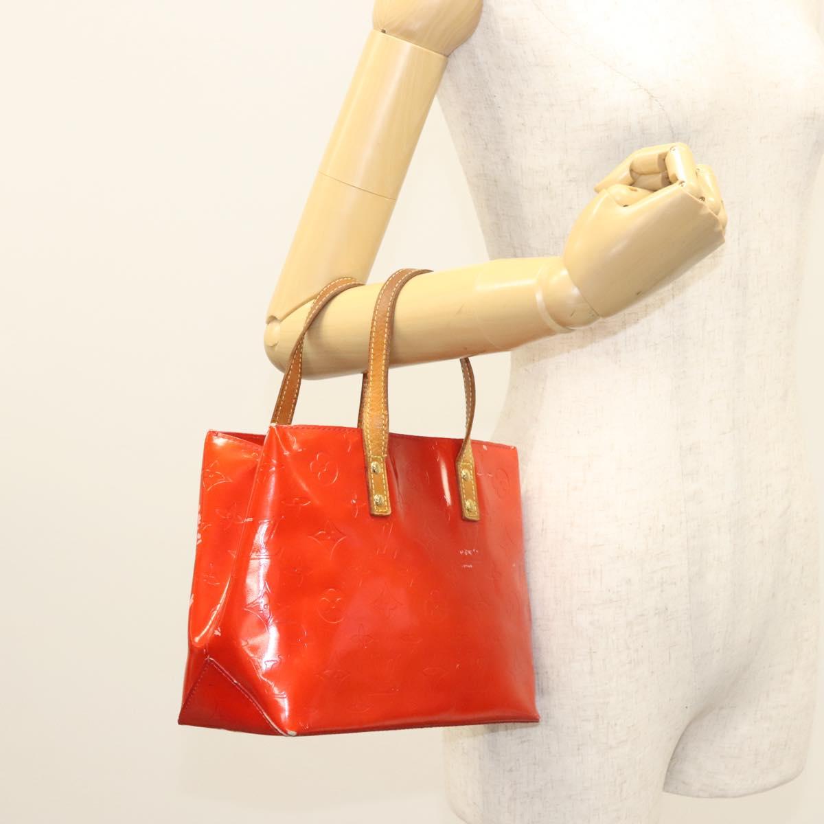LOUIS VUITTON Monogram Vernis Reade PM Hand Bag Red Rouge M91088 LV Auth 125359