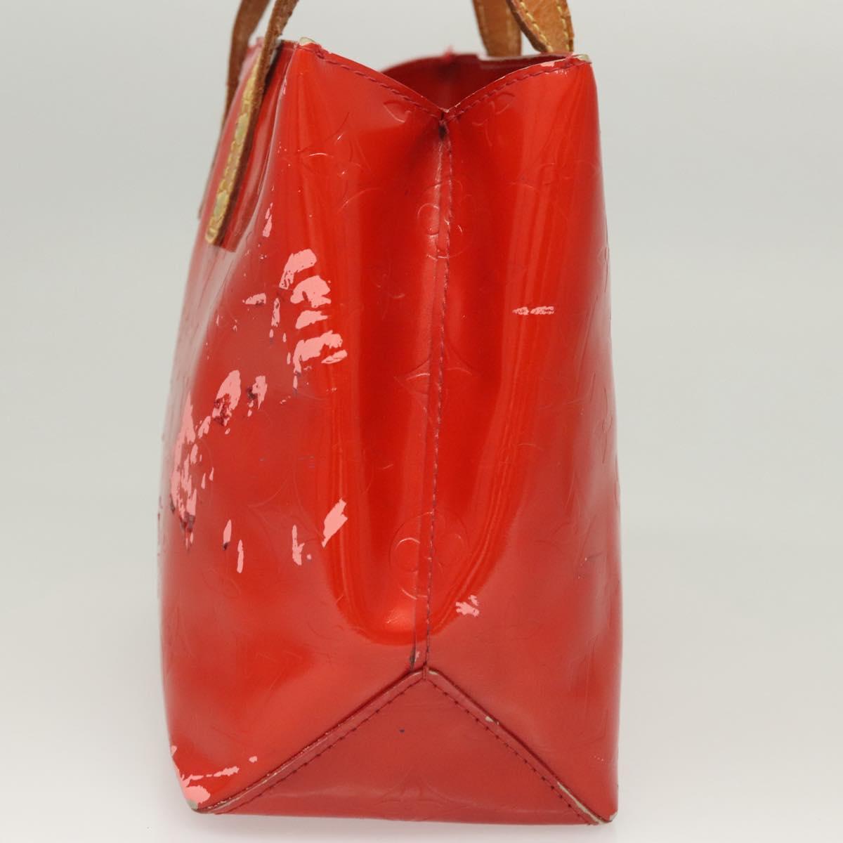 LOUIS VUITTON Monogram Vernis Reade PM Hand Bag Red Rouge M91088 LV Auth 125359