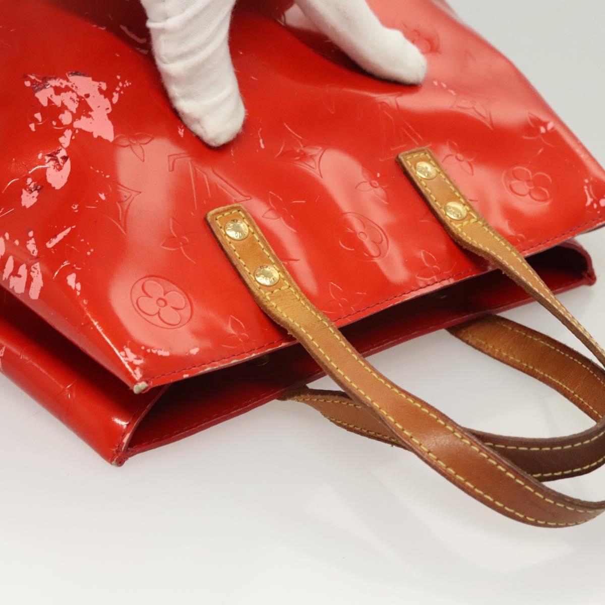 LOUIS VUITTON Monogram Vernis Reade PM Hand Bag Red Rouge M91088 LV Auth 125359