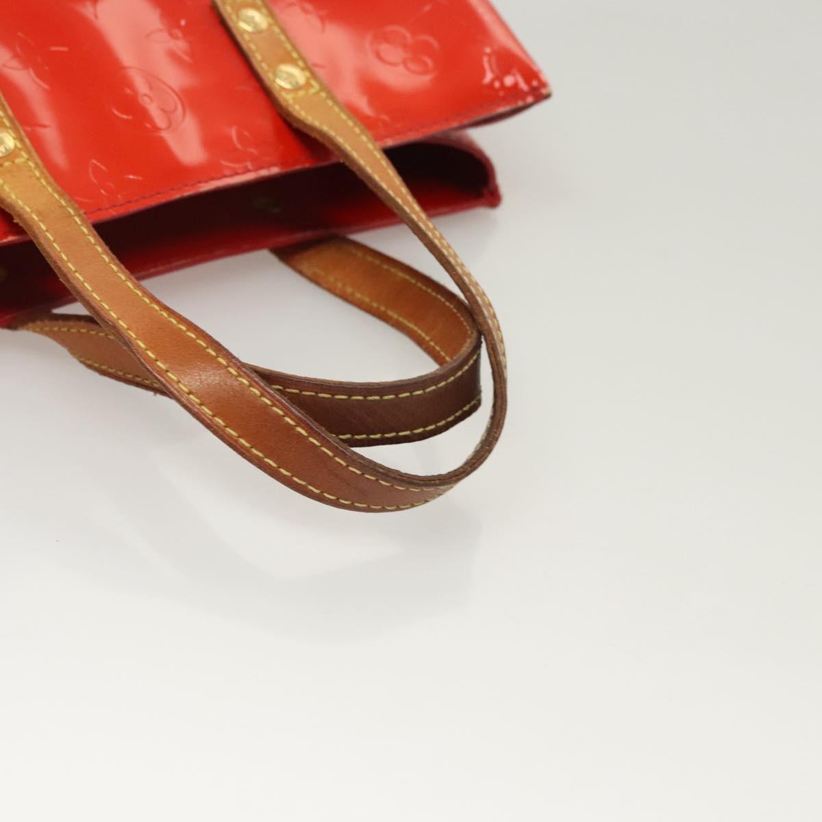 LOUIS VUITTON Monogram Vernis Reade PM Hand Bag Red Rouge M91088 LV Auth 125359