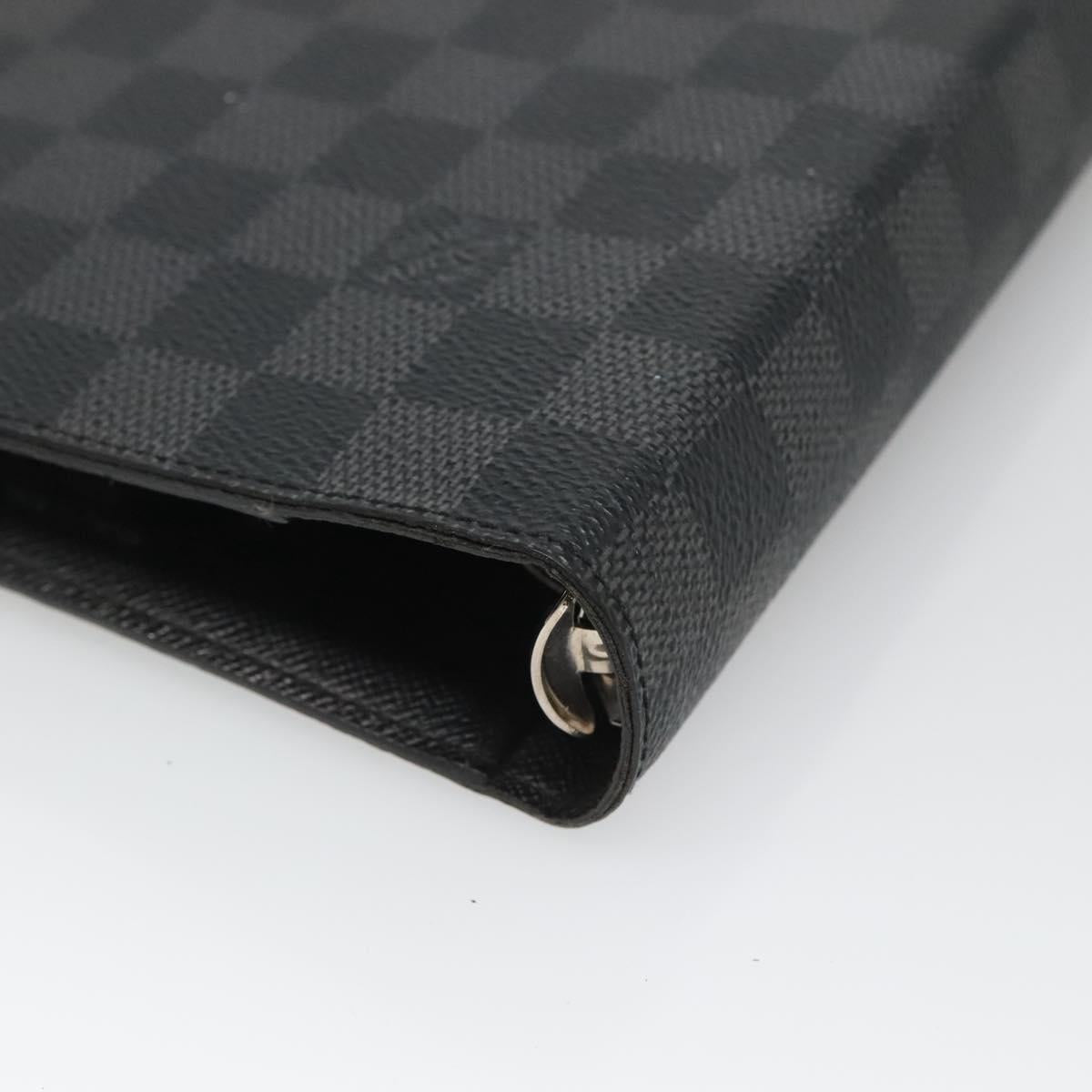 LOUIS VUITTON Damier Graphite Agenda MM Day Planner Cover R20242 LV Auth 125366