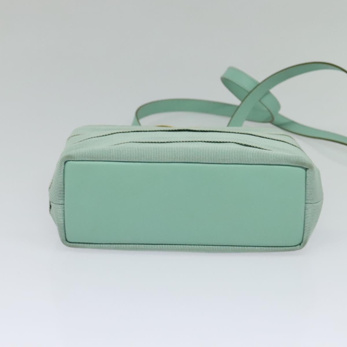 Salvatore Ferragamo Hand Bag Nylon 2way Green Gold Auth 125371