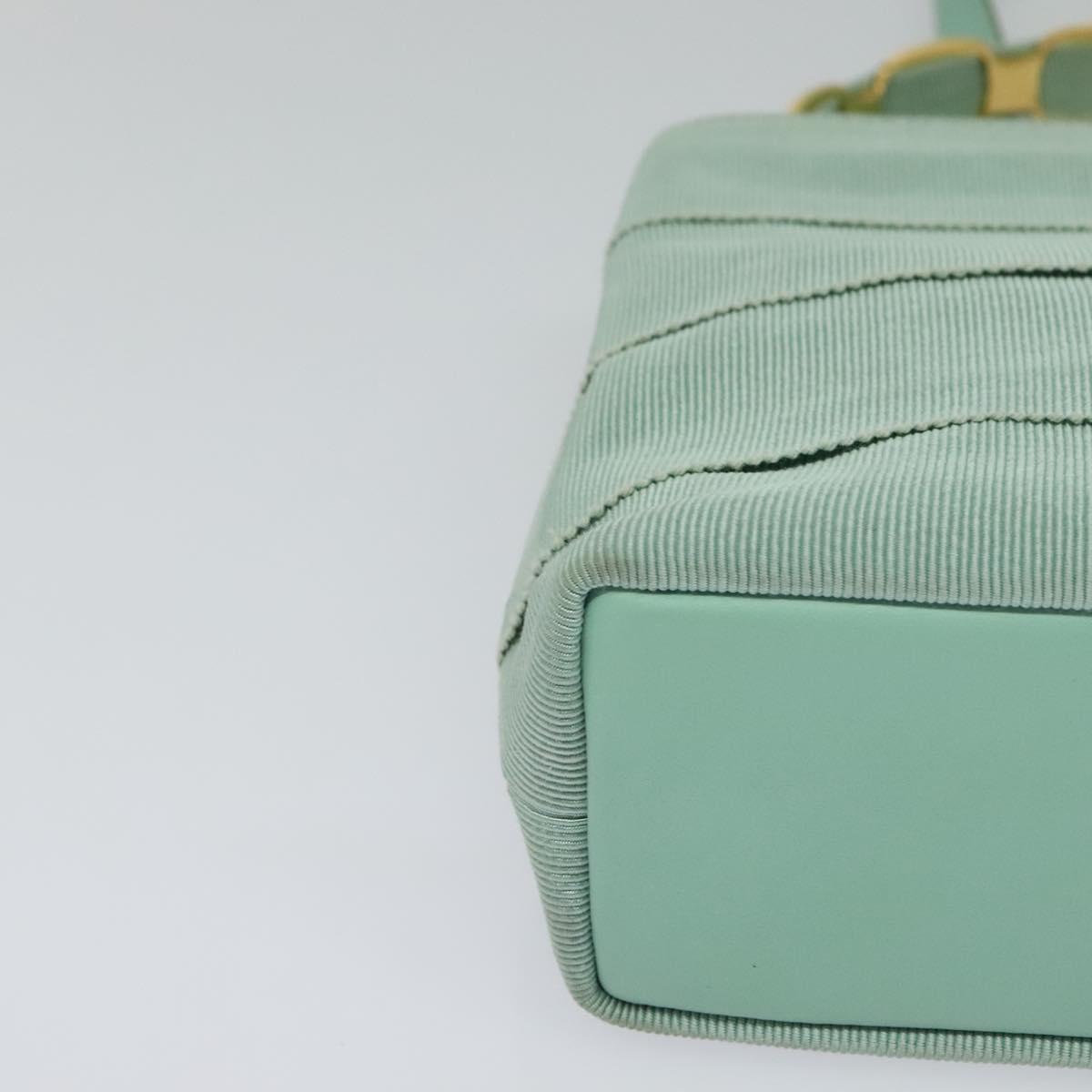 Salvatore Ferragamo Hand Bag Nylon 2way Green Gold Auth 125371