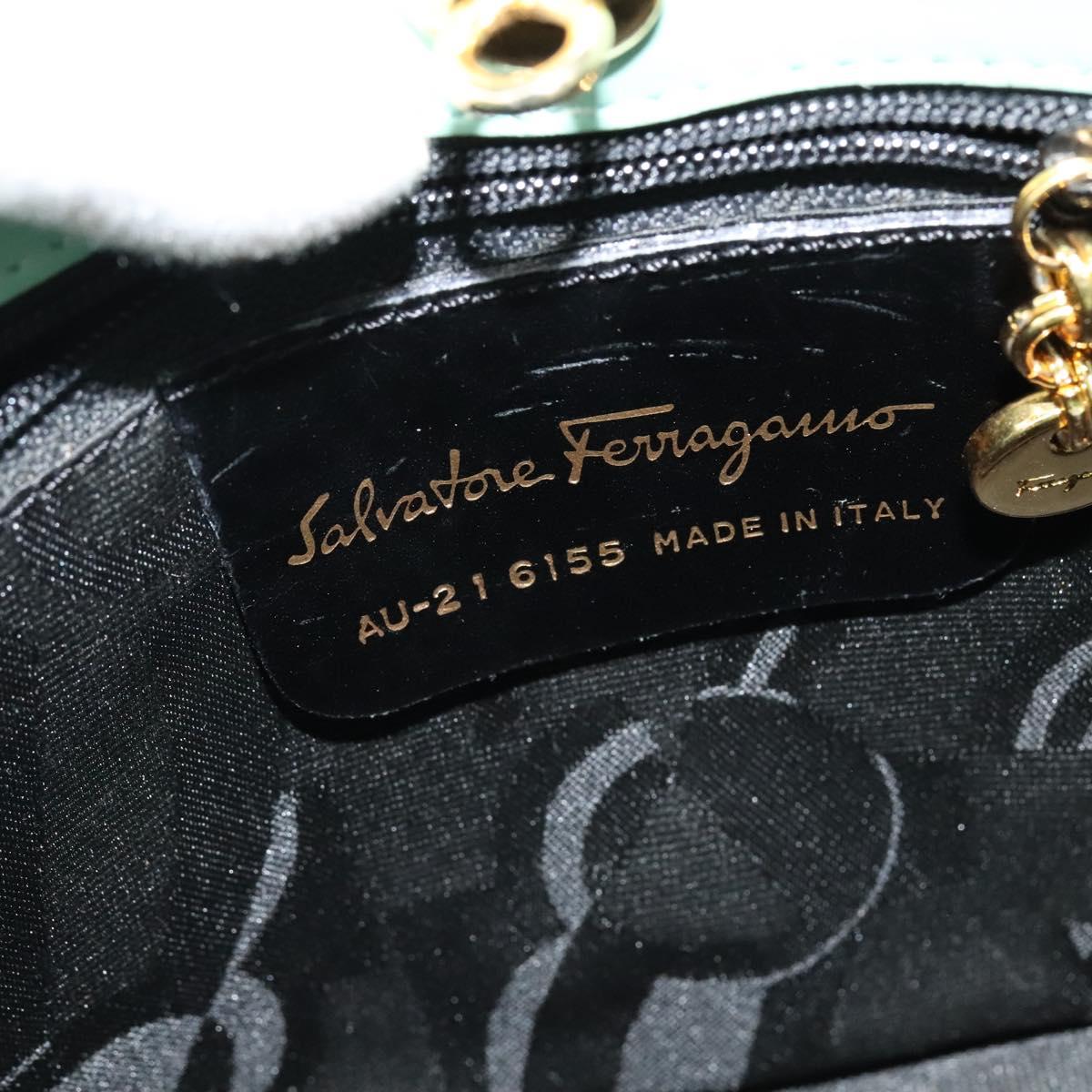 Salvatore Ferragamo Hand Bag Nylon 2way Green Gold Auth 125371