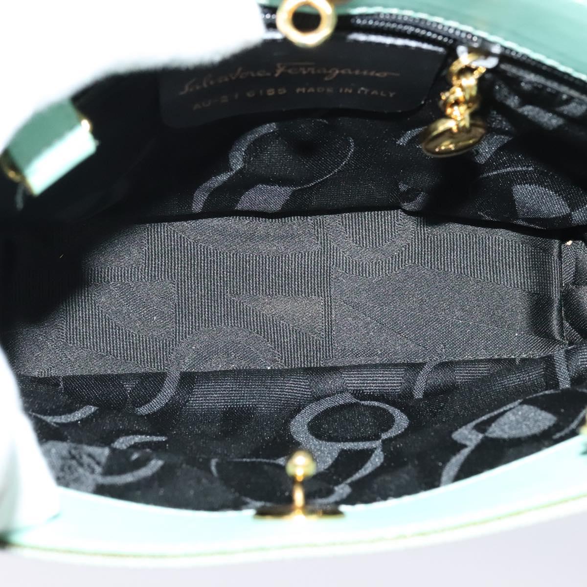 Salvatore Ferragamo Hand Bag Nylon 2way Green Gold Auth 125371