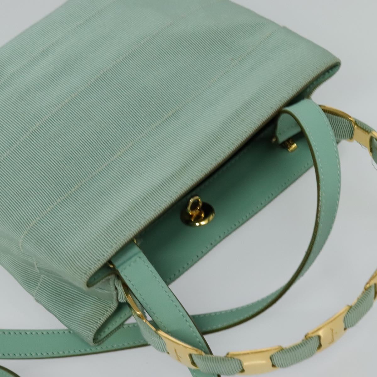 Salvatore Ferragamo Hand Bag Nylon 2way Green Gold Auth 125371