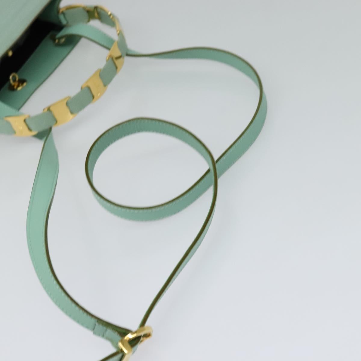 Salvatore Ferragamo Hand Bag Nylon 2way Green Gold Auth 125371