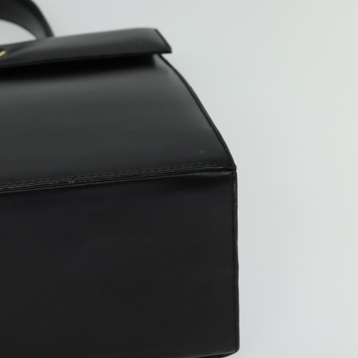 Salvatore Ferragamo Gancini Hand Bag Leather 2way Black Gold Auth 125372