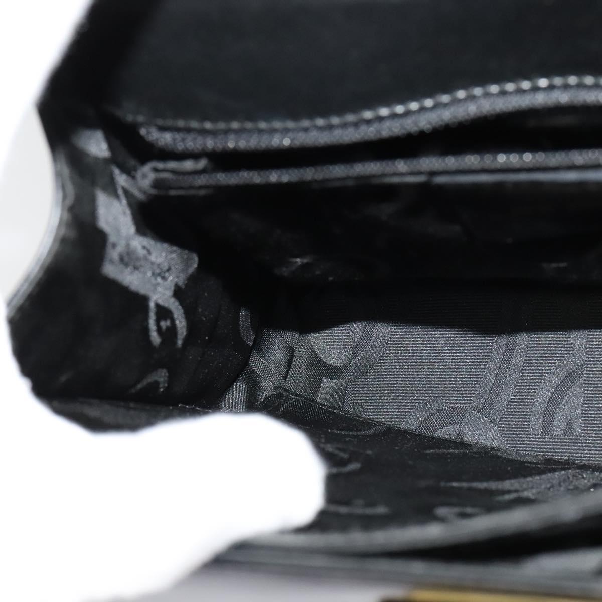 Salvatore Ferragamo Gancini Hand Bag Leather 2way Black Gold Auth 125372