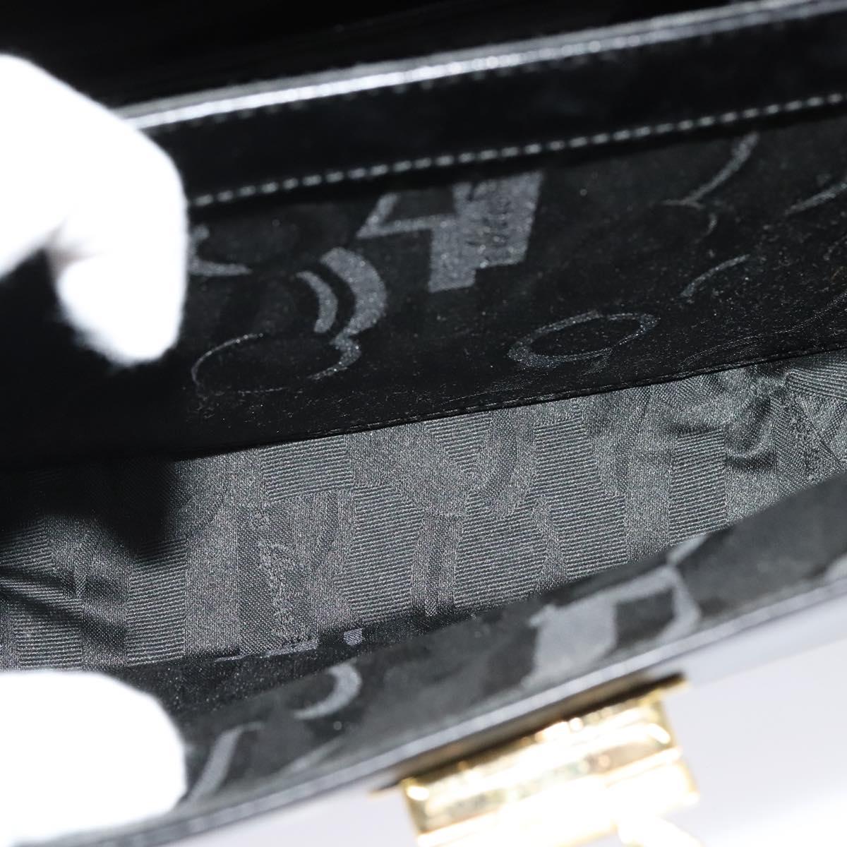 Salvatore Ferragamo Gancini Hand Bag Leather 2way Black Gold Auth 125372