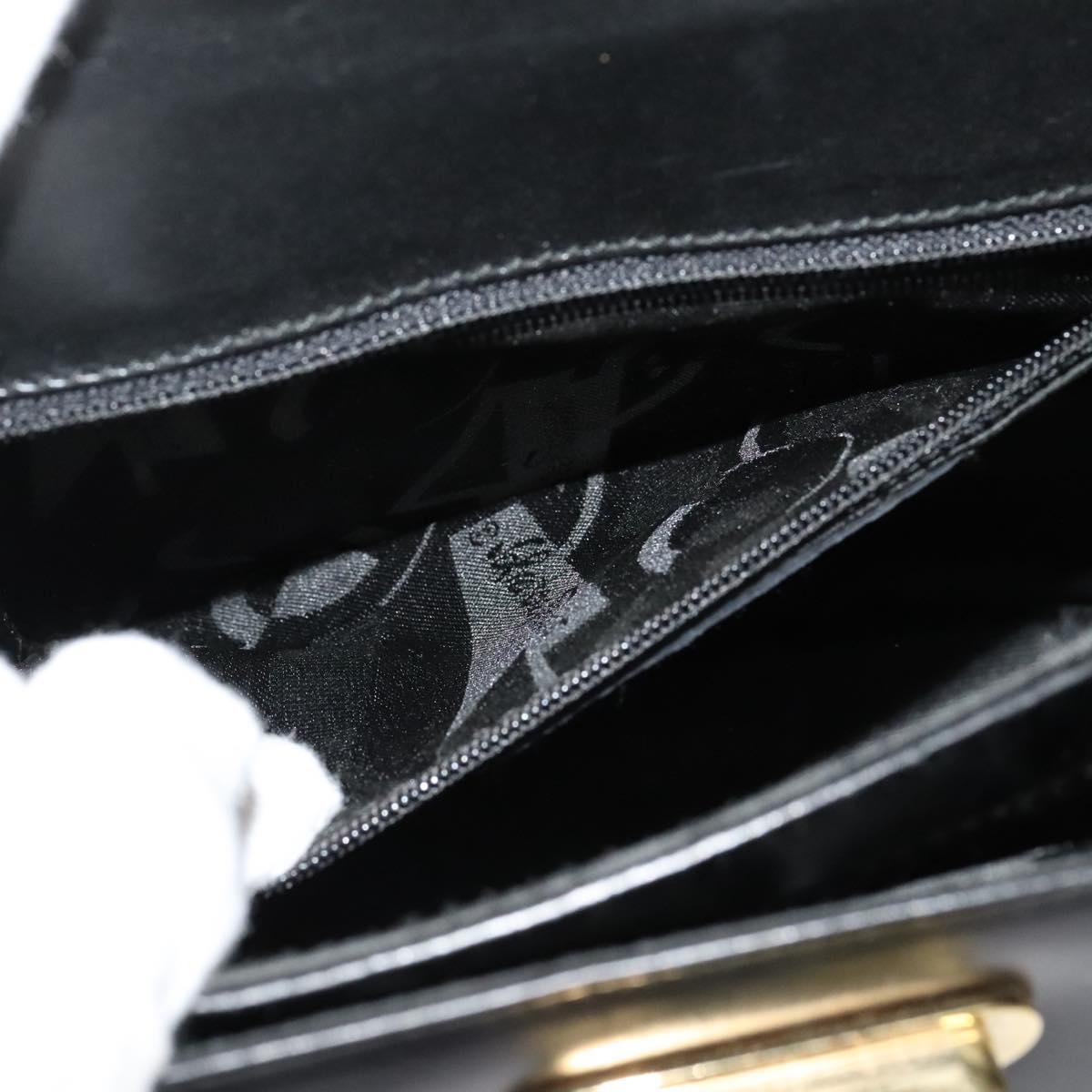 Salvatore Ferragamo Gancini Hand Bag Leather 2way Black Gold Auth 125372