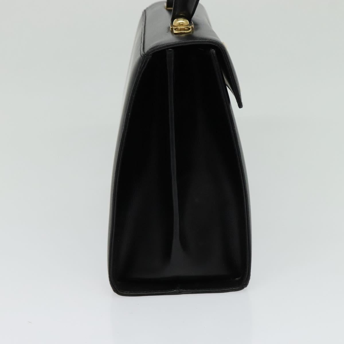 Salvatore Ferragamo Gancini Hand Bag Leather 2way Black Gold Auth 125372