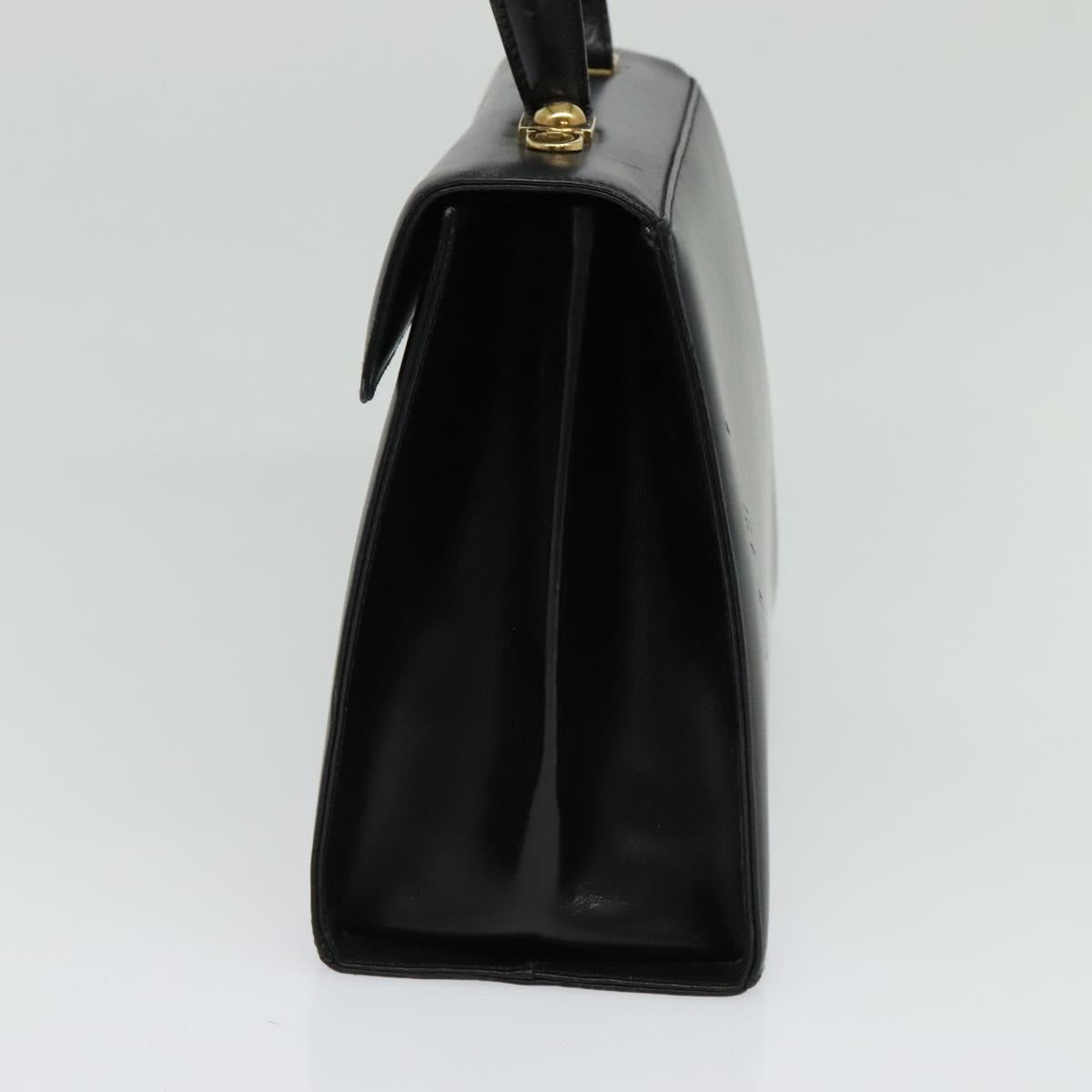 Salvatore Ferragamo Gancini Hand Bag Leather 2way Black Gold Auth 125372