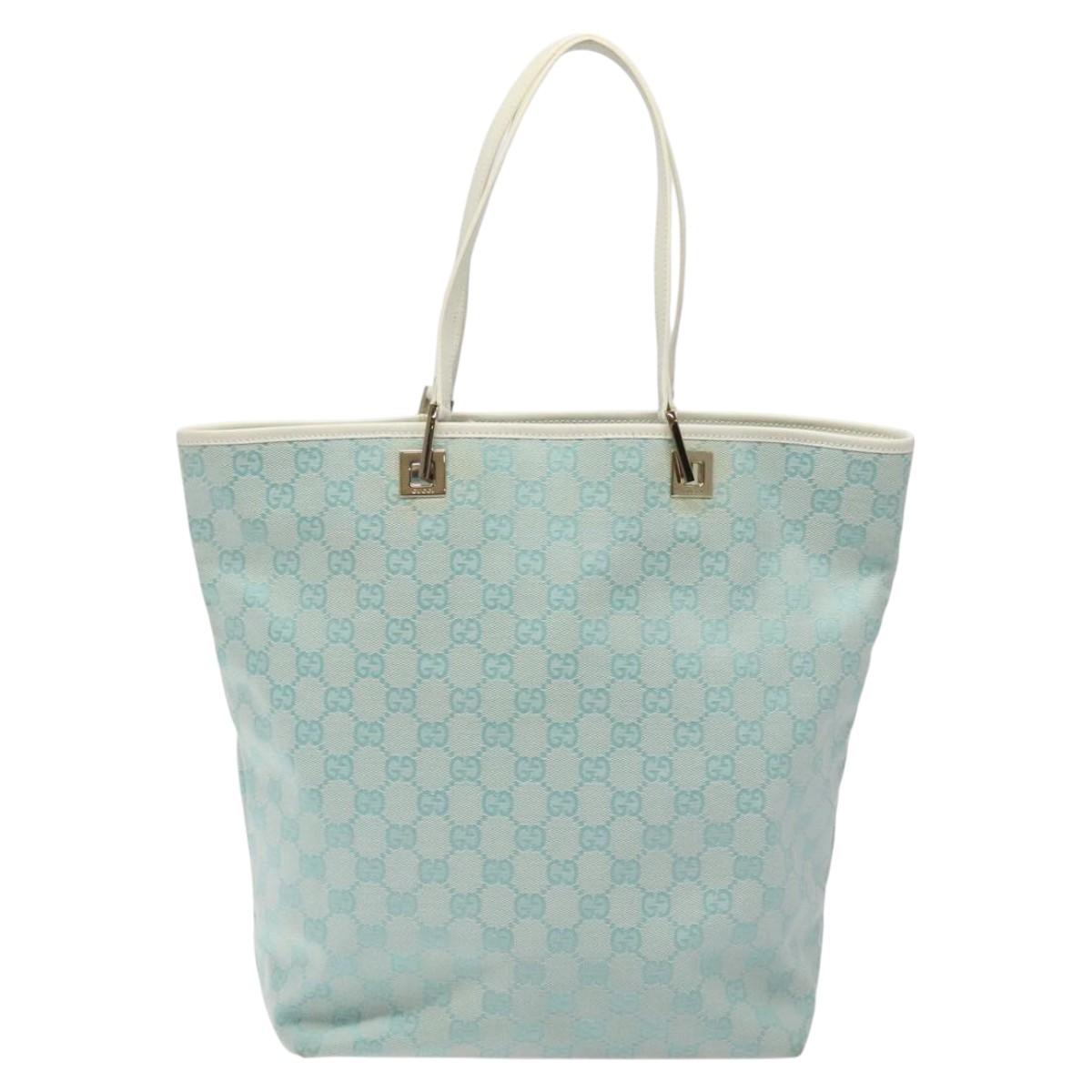 GUCCI GG Canvas Tote Bag Blue Gold 002 1098 Auth 125400