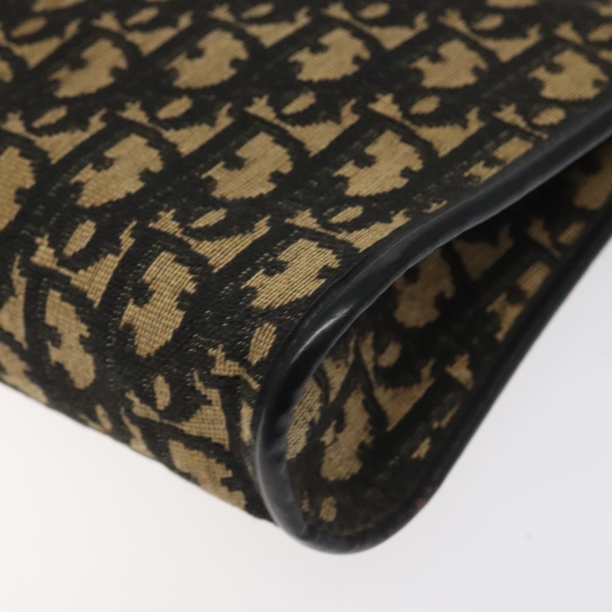 Christian Dior Trotter Canvas Shoulder Bag Black Beige Auth 125405