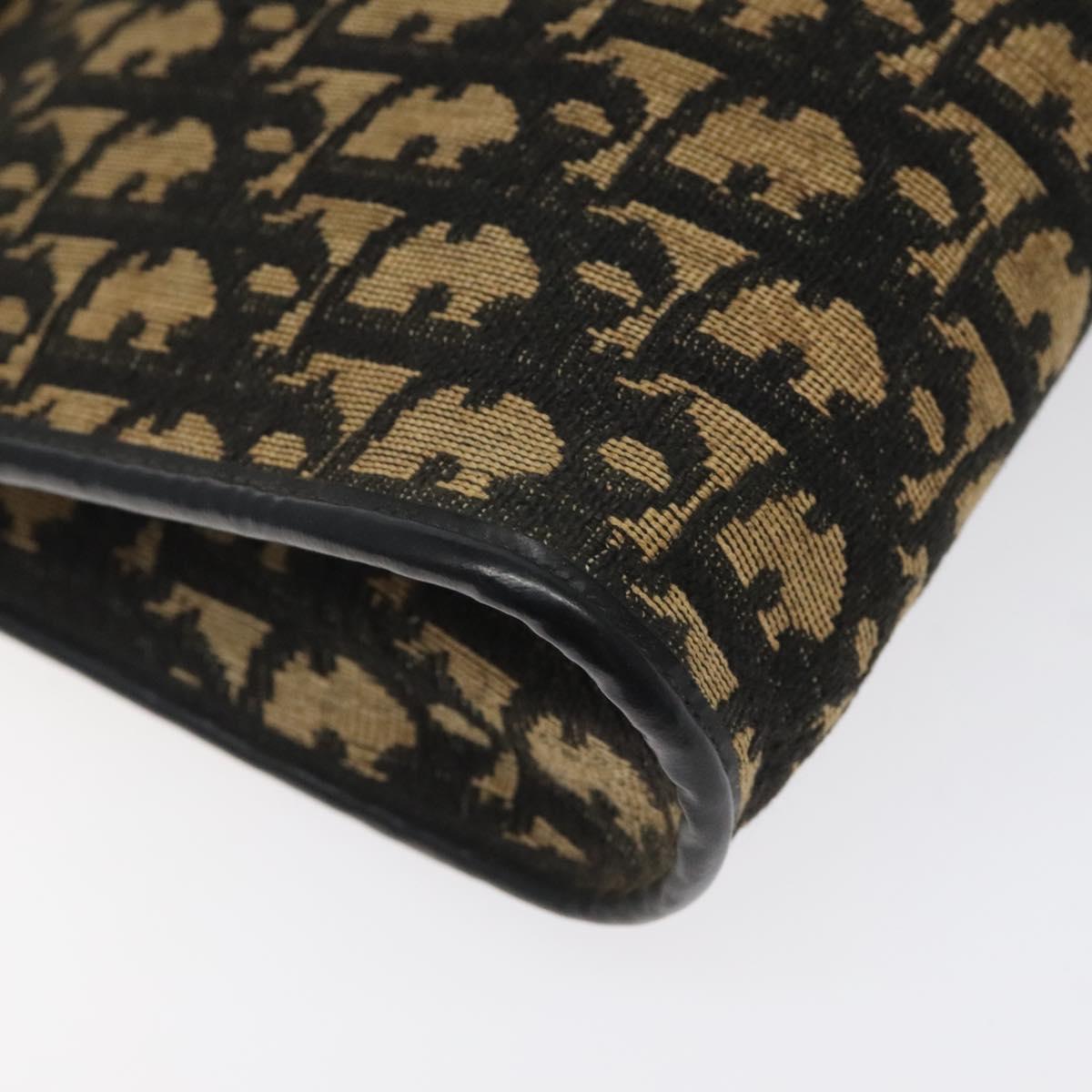 Christian Dior Trotter Canvas Shoulder Bag Black Beige Auth 125405