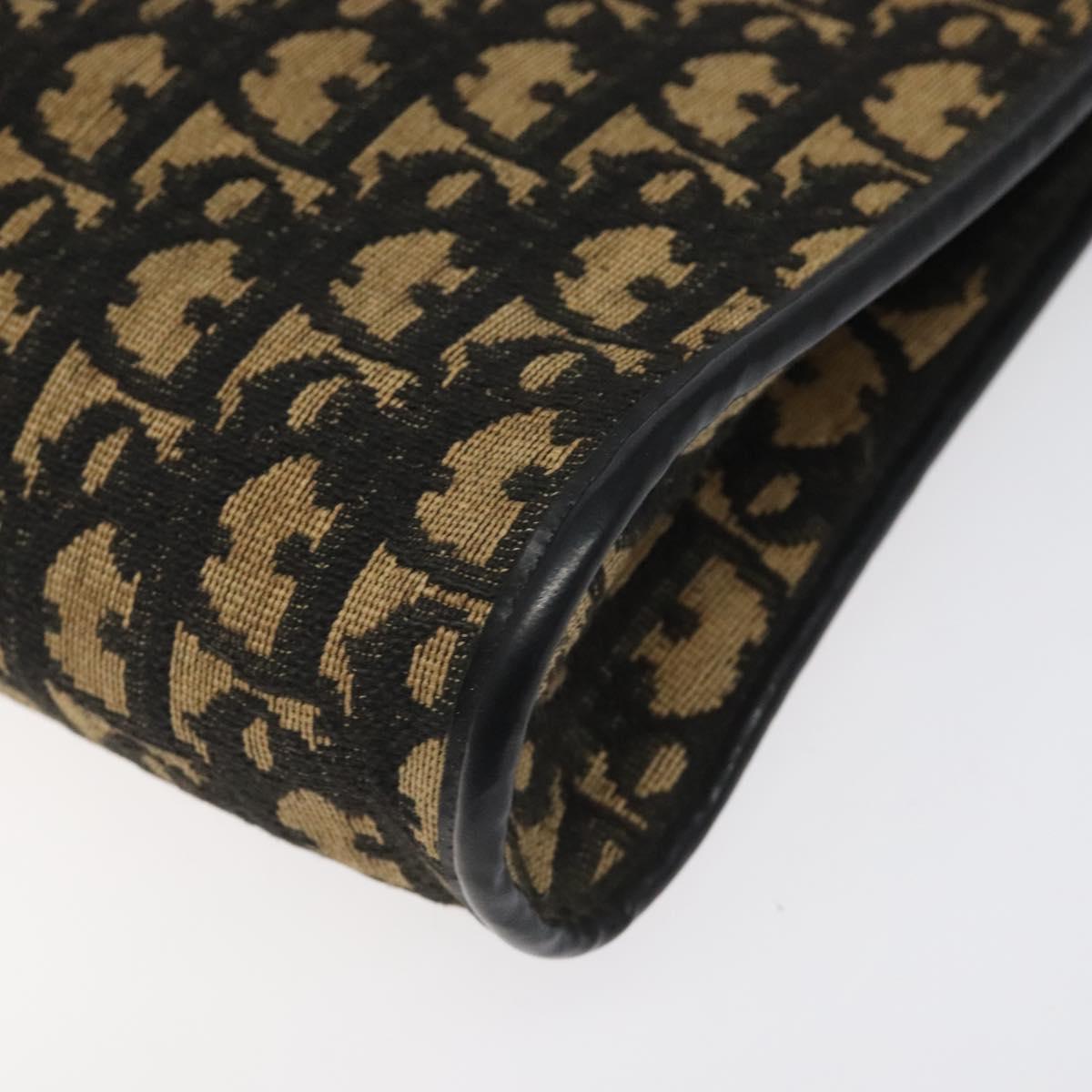 Christian Dior Trotter Canvas Shoulder Bag Black Beige Auth 125405