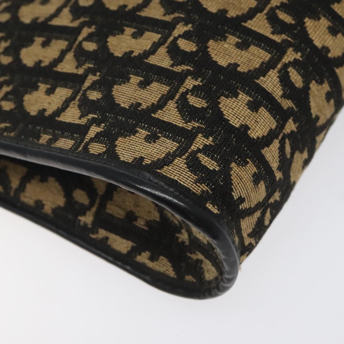 Christian Dior Trotter Canvas Shoulder Bag Black Beige Auth 125405