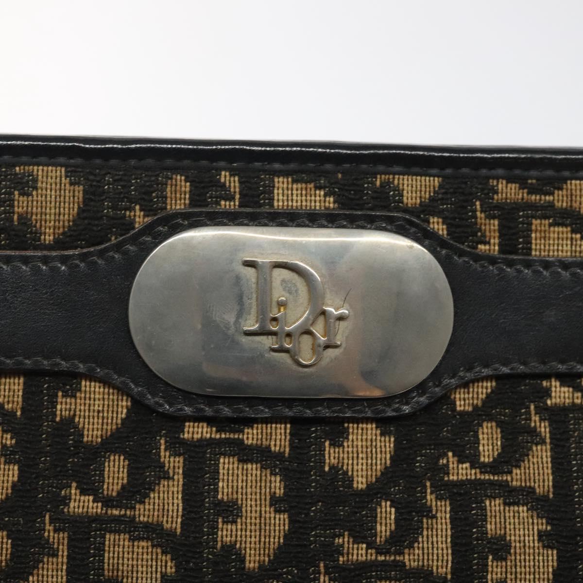 Christian Dior Trotter Canvas Shoulder Bag Black Beige Auth 125405