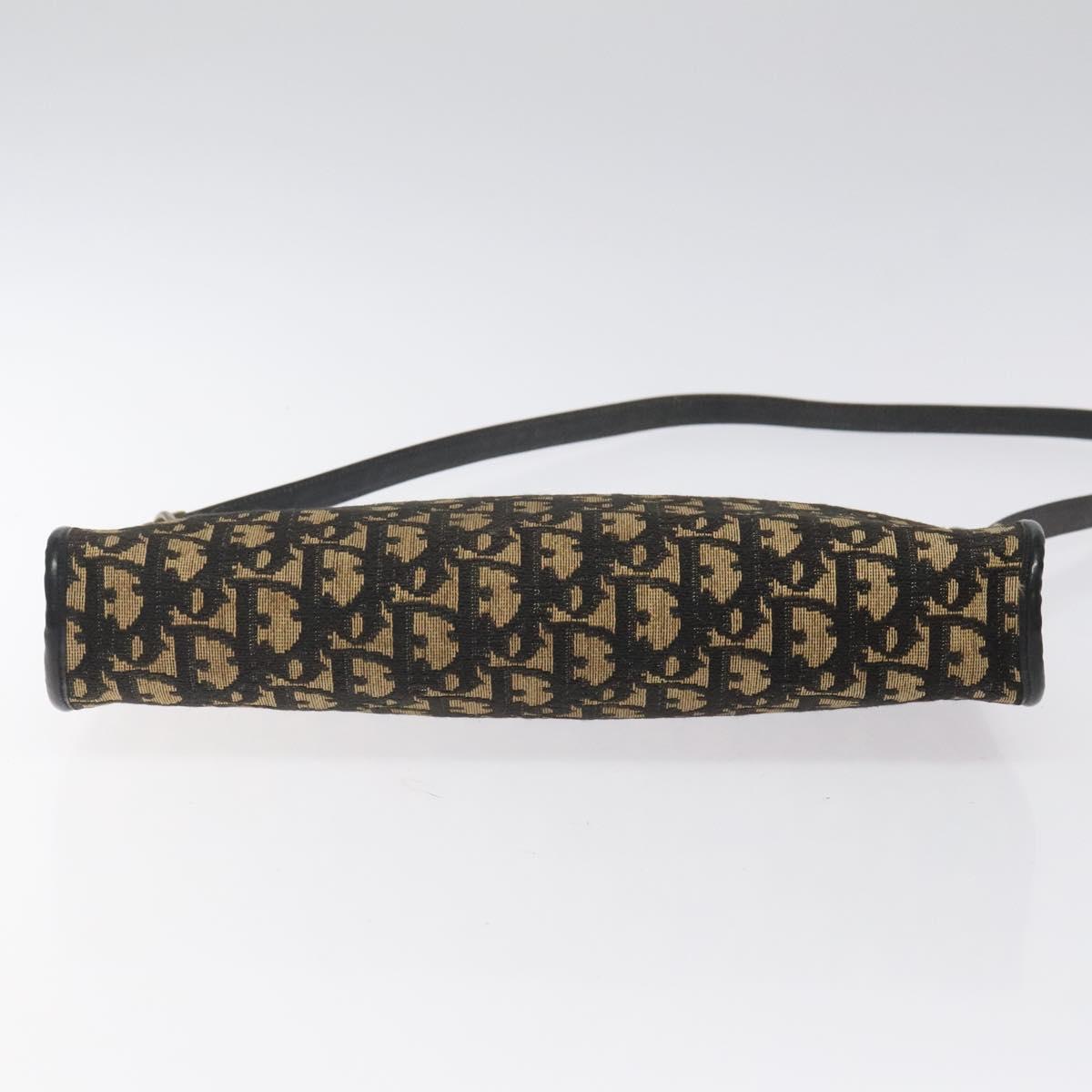 Christian Dior Trotter Canvas Shoulder Bag Black Beige Auth 125405