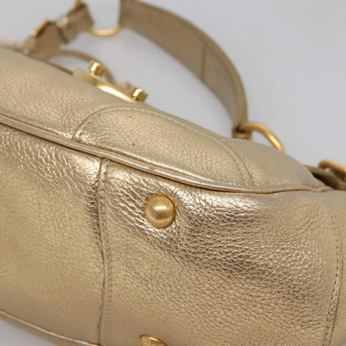 PRADA Shoulder Bag Leather Gold Tone Auth 125408