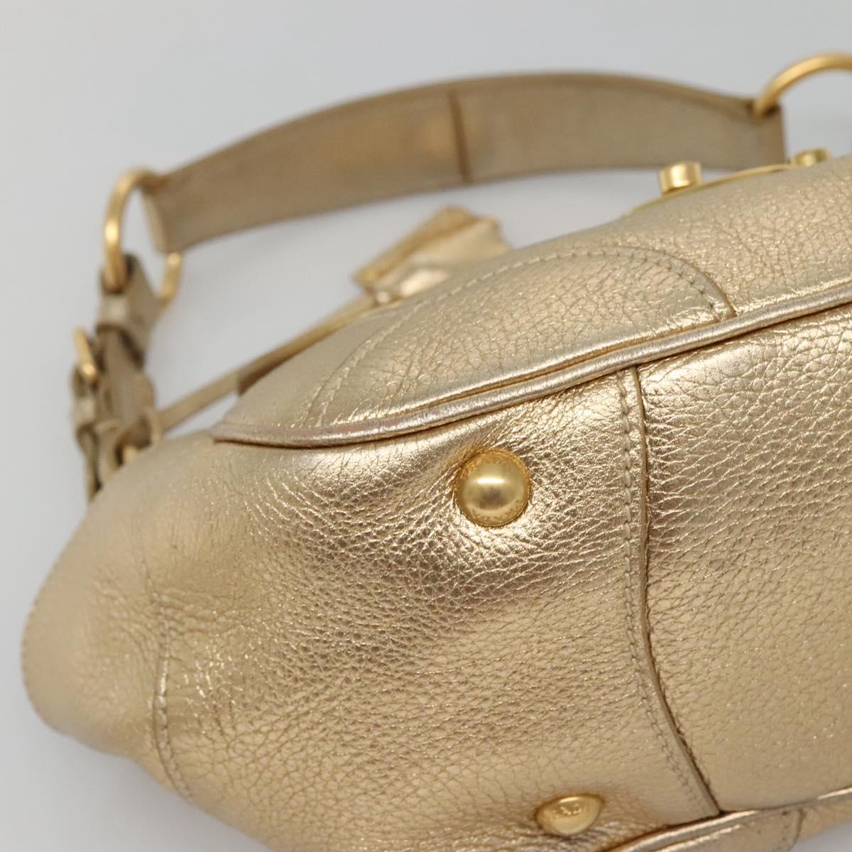 PRADA Shoulder Bag Leather Gold Tone Auth 125408