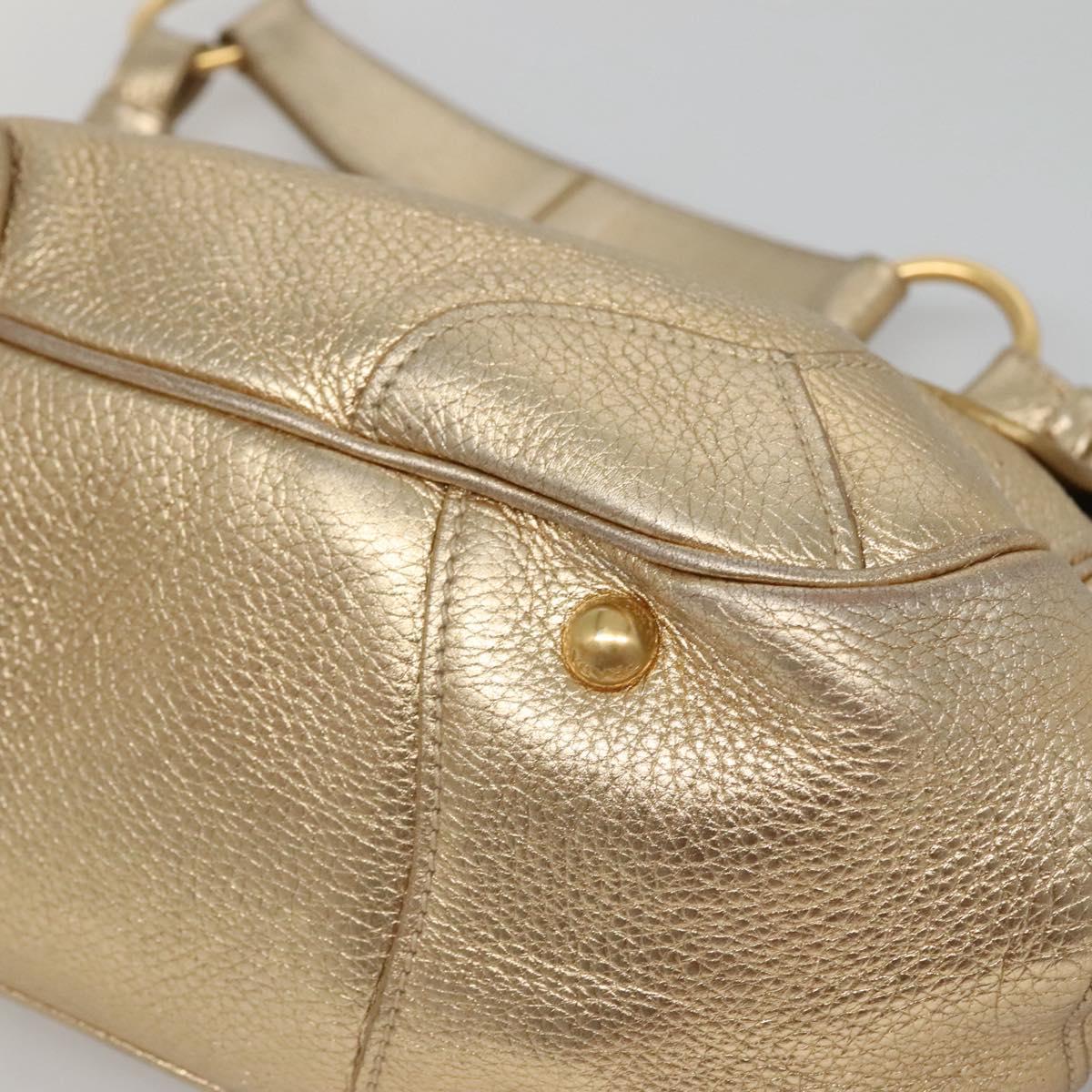 PRADA Shoulder Bag Leather Gold Tone Auth 125408