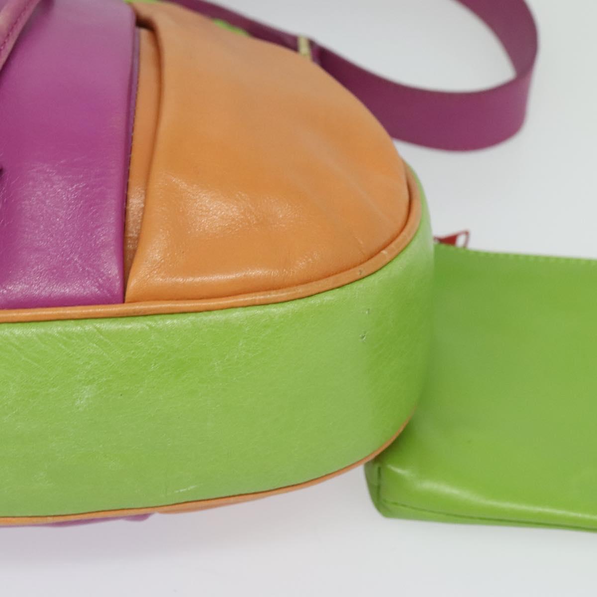 CELINE Shoulder Bag Leather Pink Gold Auth 125416