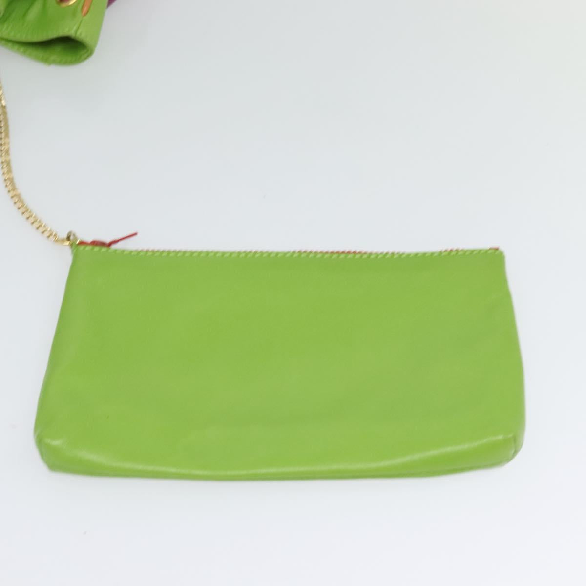 CELINE Shoulder Bag Leather Pink Gold Auth 125416