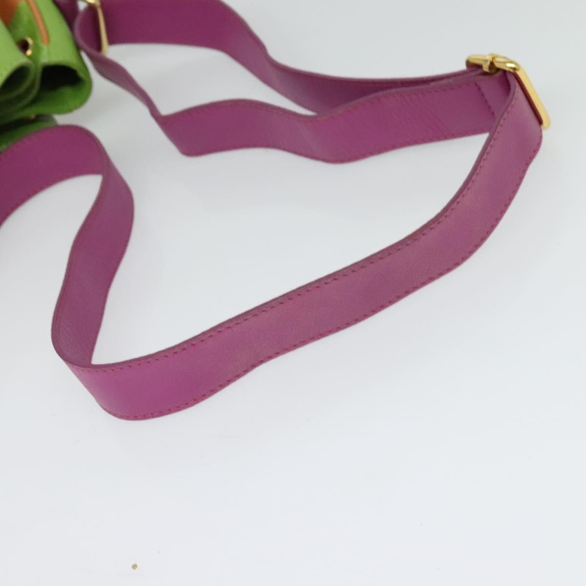 CELINE Shoulder Bag Leather Pink Gold Auth 125416