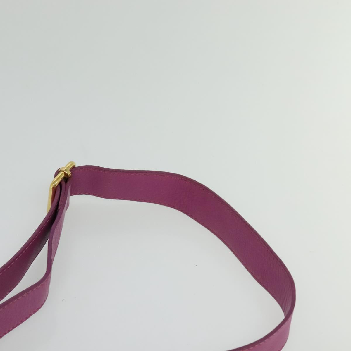 CELINE Shoulder Bag Leather Pink Gold Auth 125416