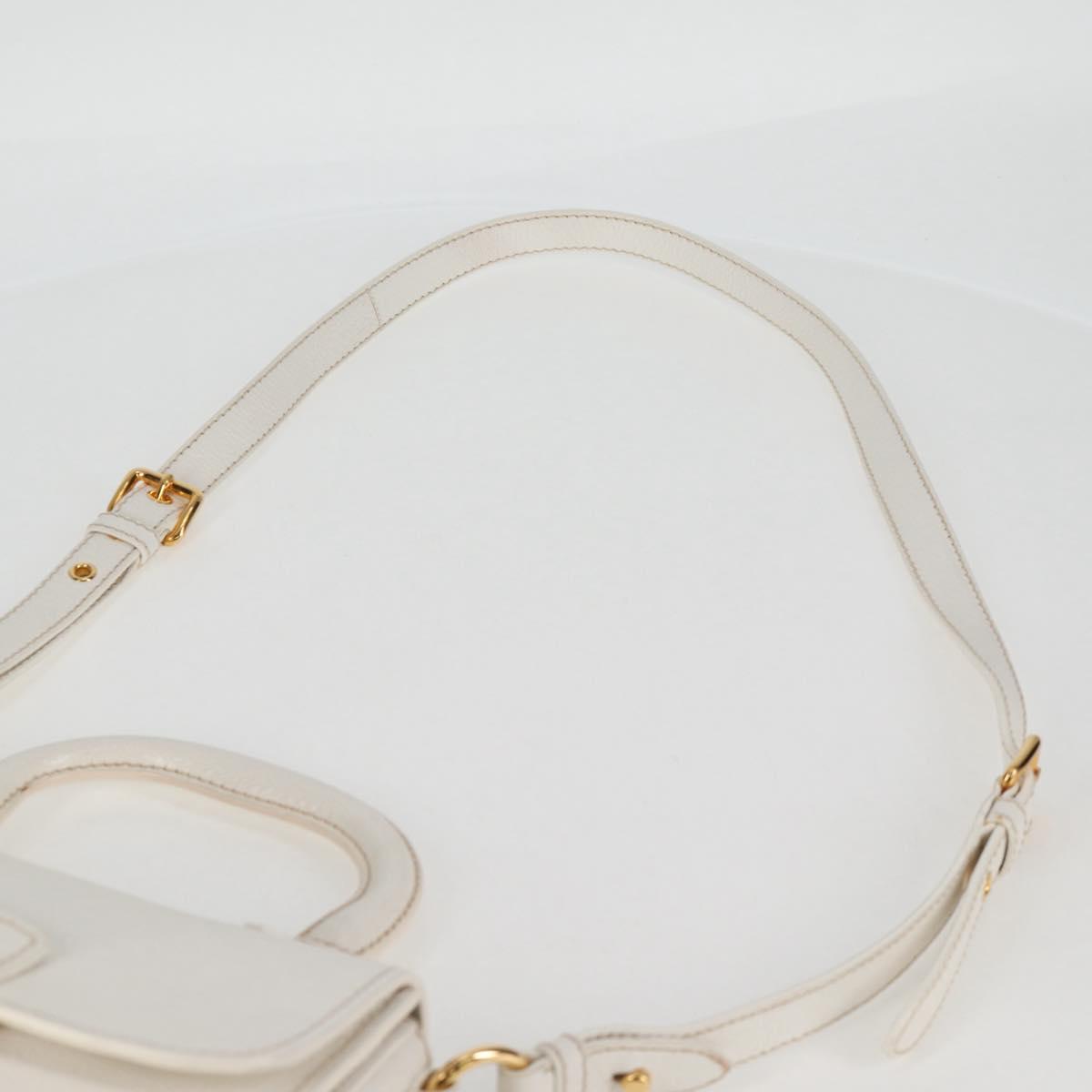 Miu Miu Hand Bag Leather 2way White Gold Auth 125417V