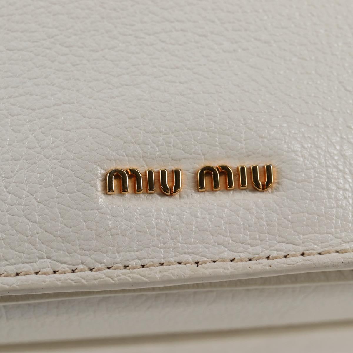 Miu Miu Hand Bag Leather 2way White Gold Auth 125417V