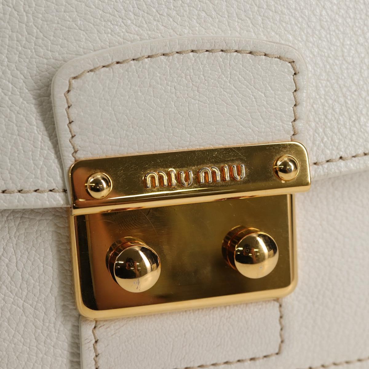 Miu Miu Hand Bag Leather 2way White Gold Auth 125417V