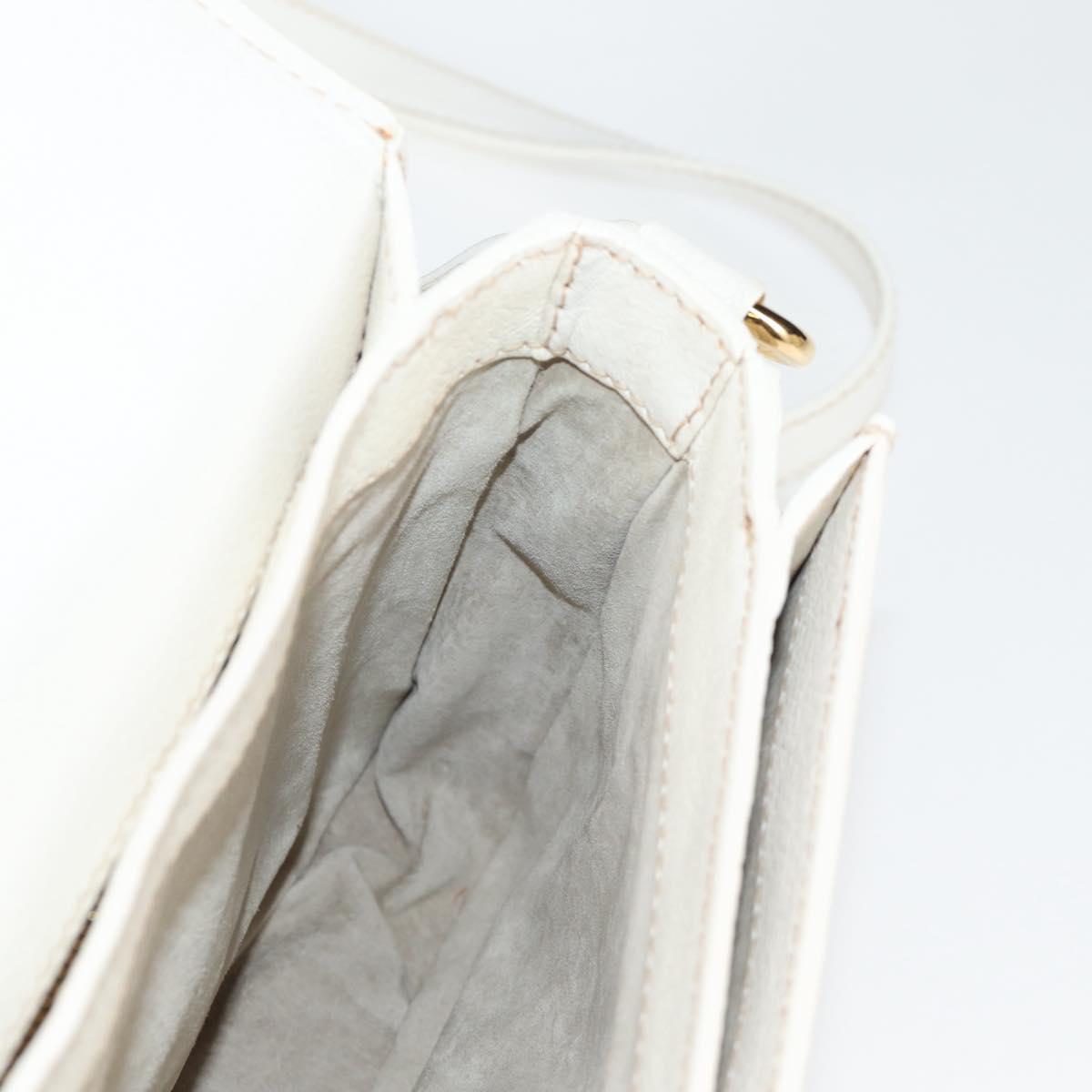 Miu Miu Hand Bag Leather 2way White Gold Auth 125417V