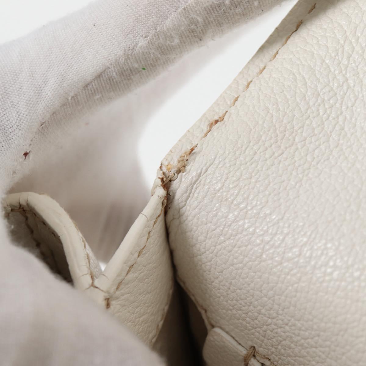 Miu Miu Hand Bag Leather 2way White Gold Auth 125417V