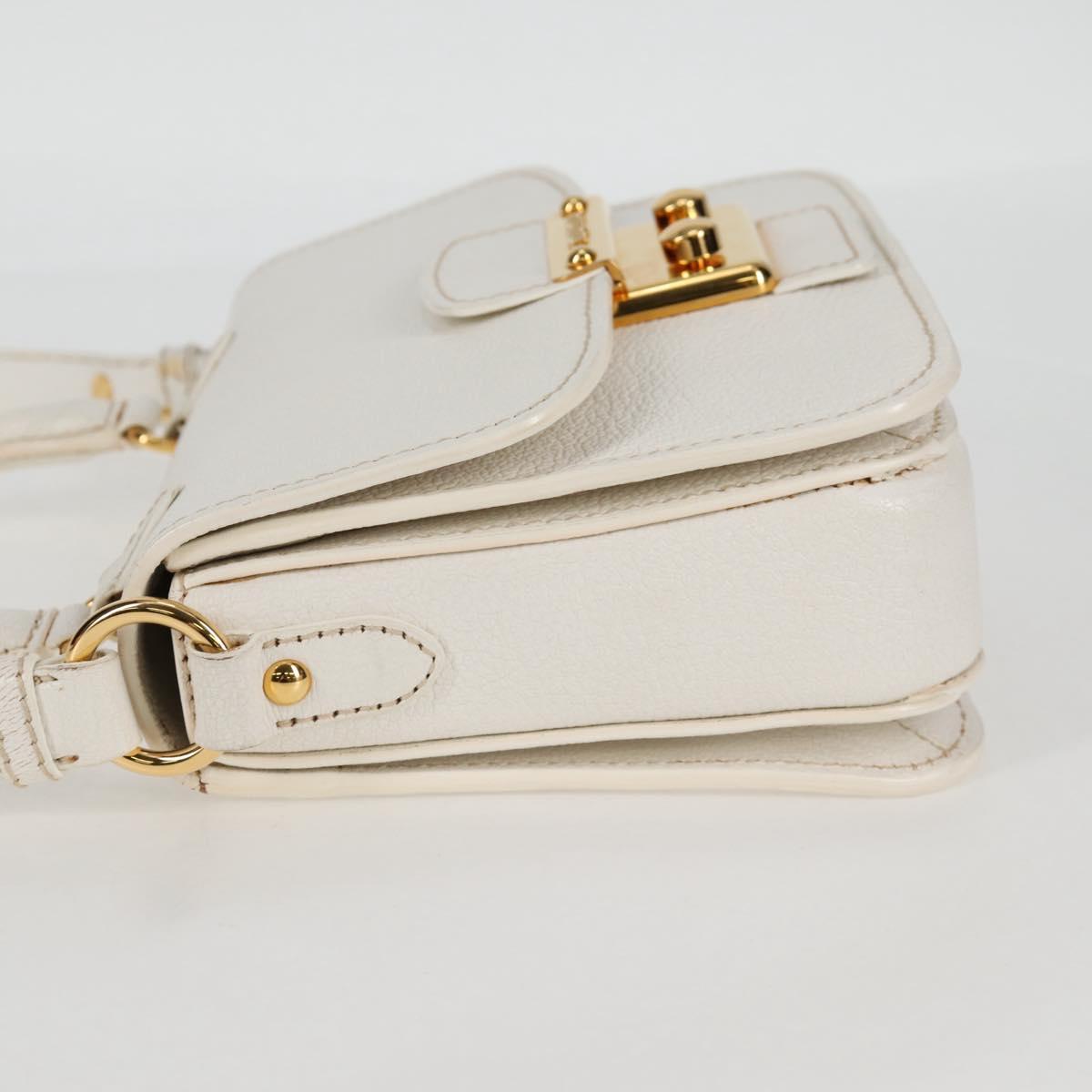 Miu Miu Hand Bag Leather 2way White Gold Auth 125417V