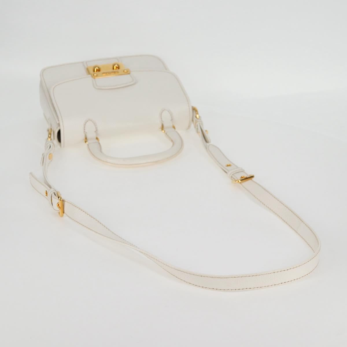 Miu Miu Hand Bag Leather 2way White Gold Auth 125417V