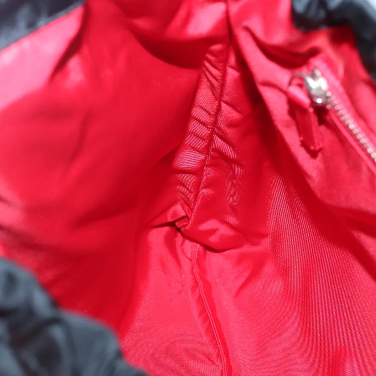 PRADA Tote Bag Nylon Black Silver Auth 125419