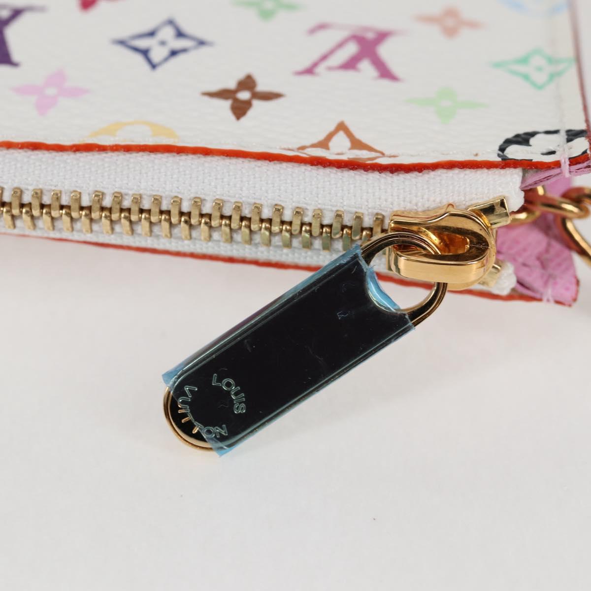 LOUIS VUITTON Monogram Multicolor Pochette Cles NM White M93734 LV Auth 125425V