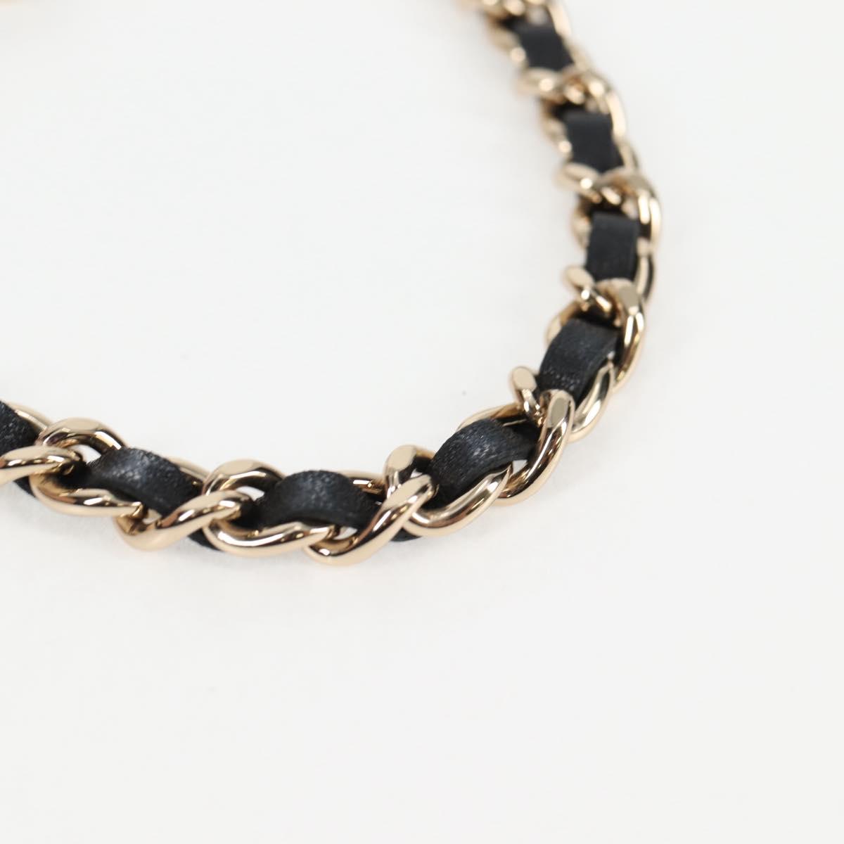 CHANEL Matelasse Chain Pouch Shoulder Bag Lamb Skin Black Gold CC Auth 125435AM