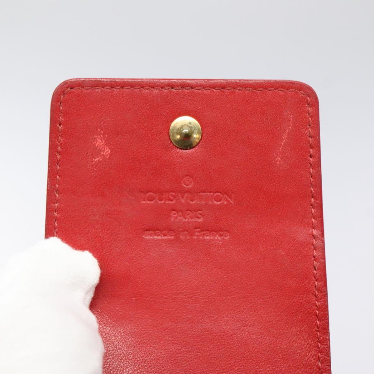 LOUIS VUITTON Monogram Vernis Green Cigarette Case Red M91155 LV Auth 125436