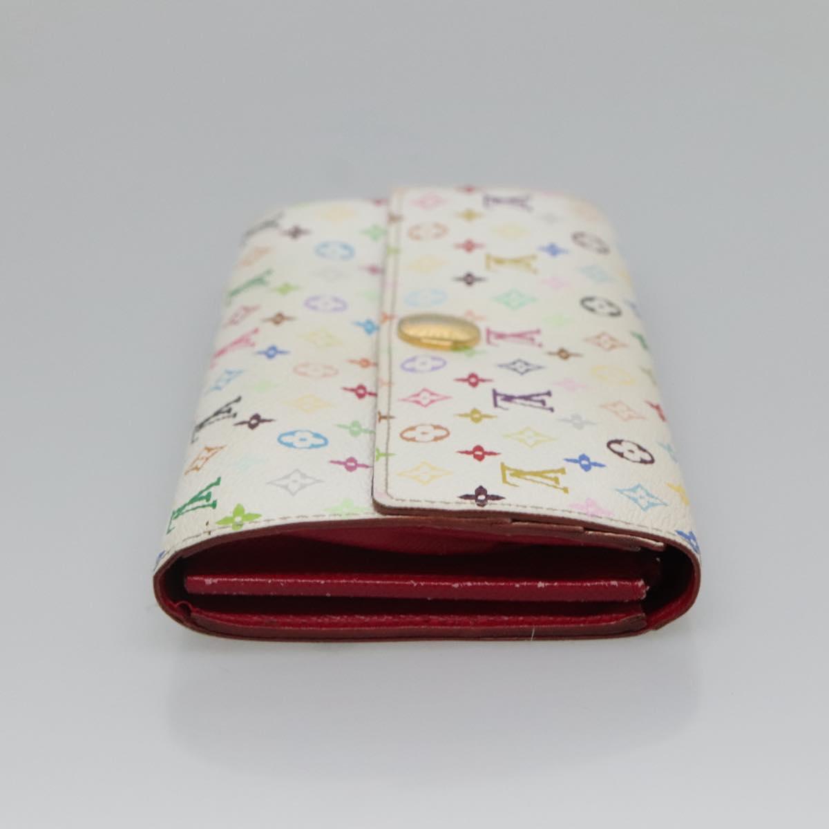 LOUIS VUITTON Multicolor Portefeuille Sarah Wallet White M93532 LV Auth 125458