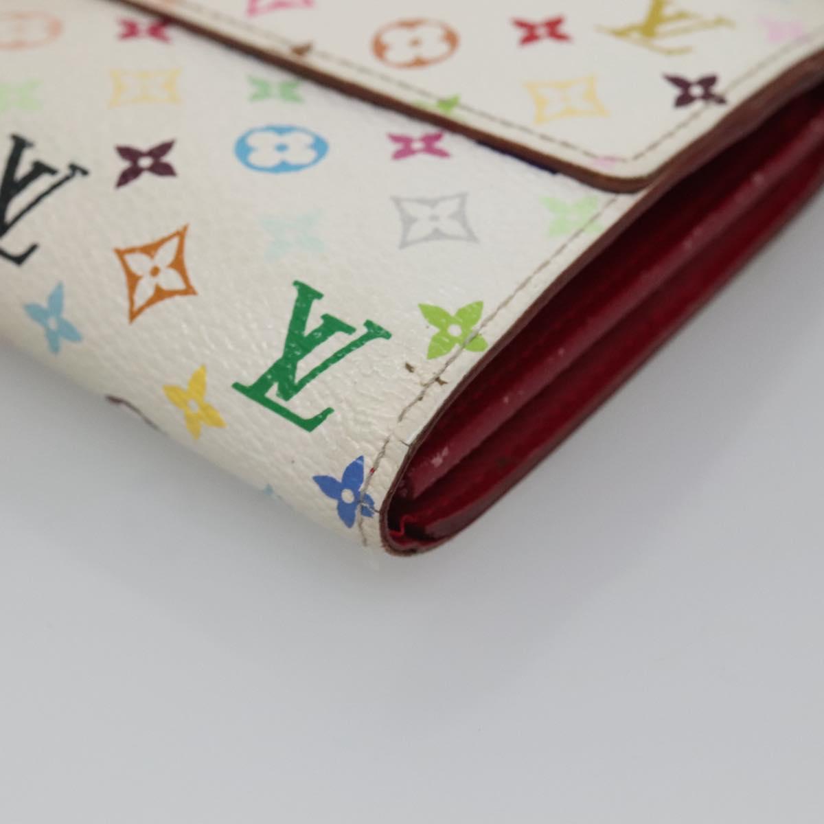 LOUIS VUITTON Multicolor Portefeuille Sarah Wallet White M93532 LV Auth 125458