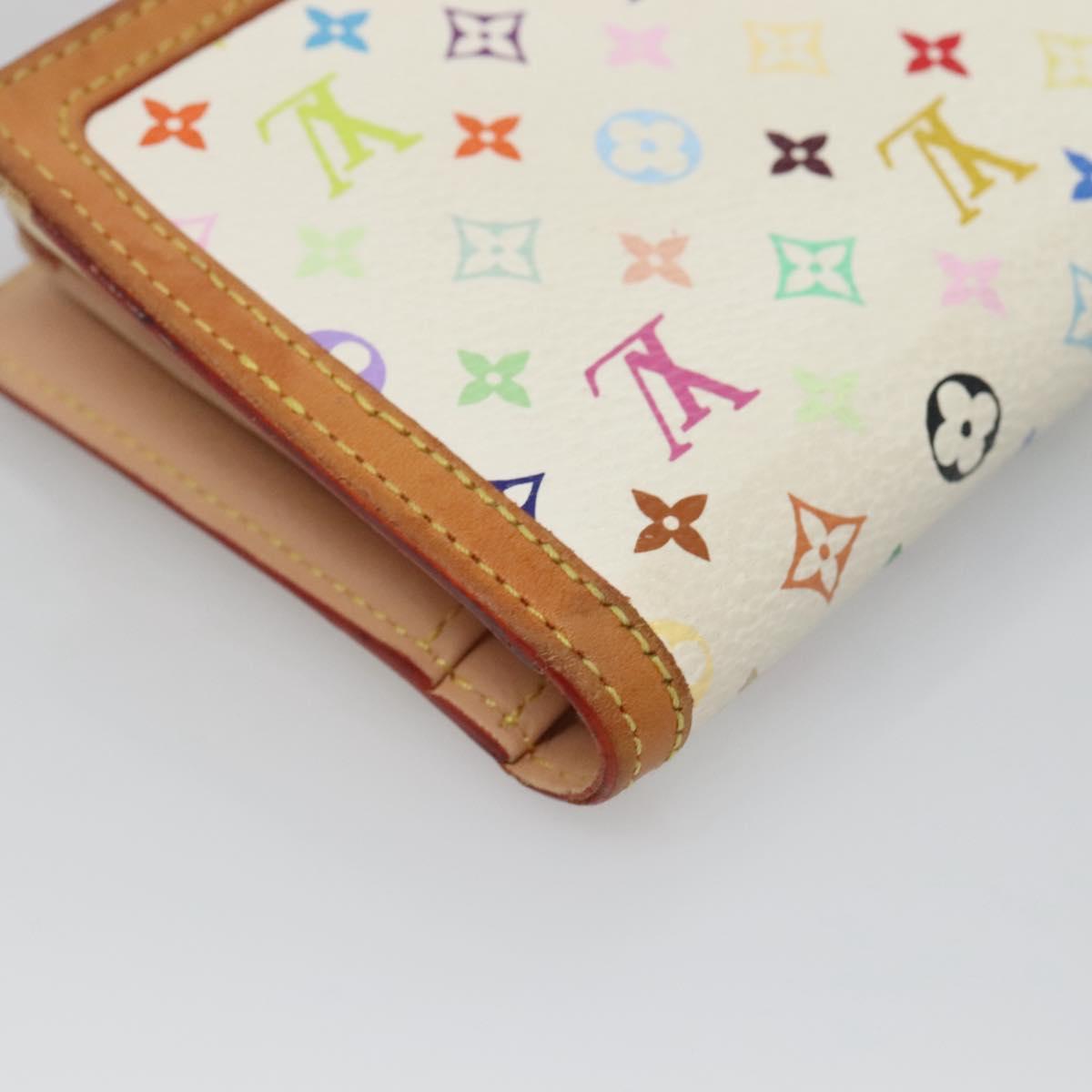 LOUIS VUITTON Multicolor Portefeuille Viennois Wallet White M92987 Auth 125462