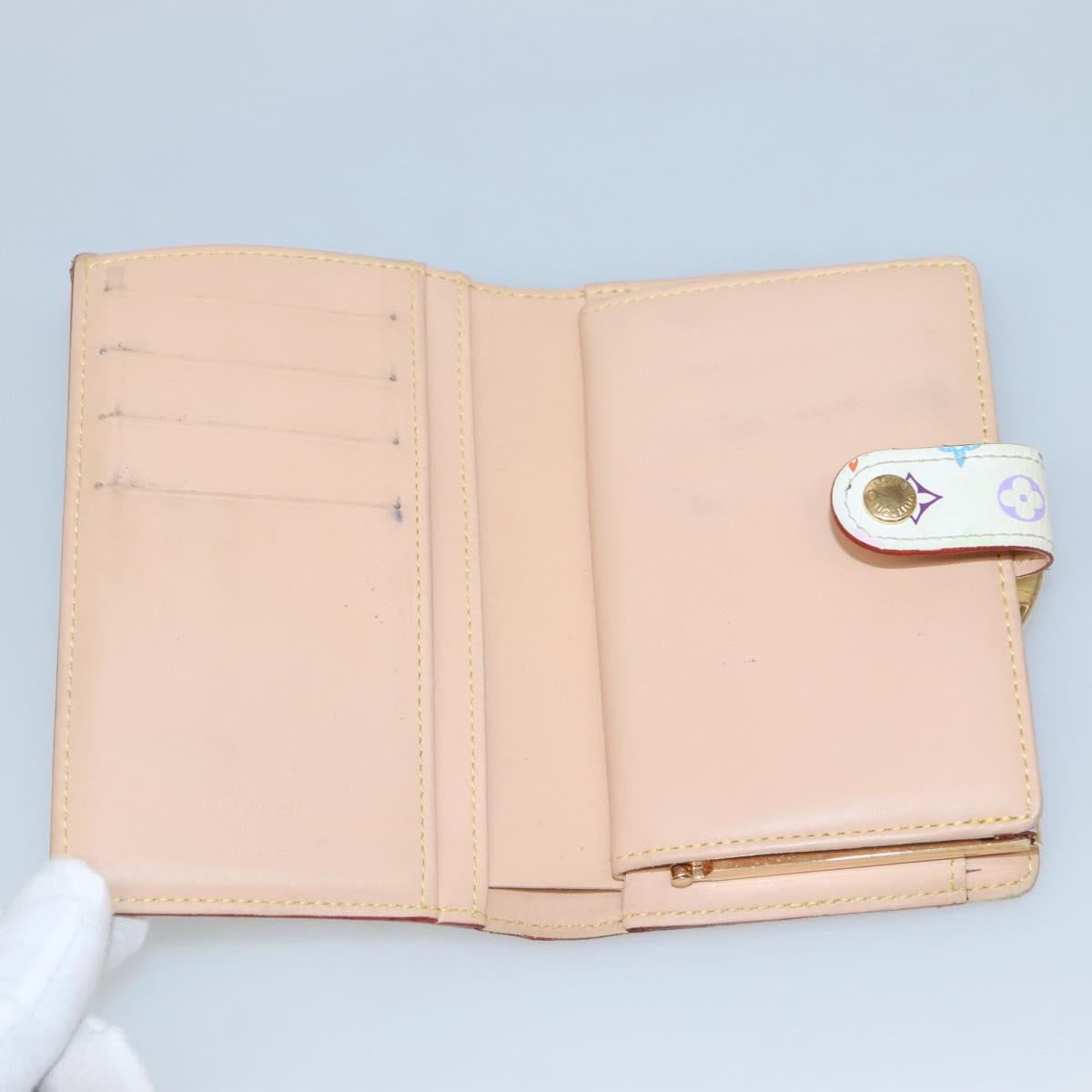 LOUIS VUITTON Multicolor Portefeuille Viennois Wallet White M92987 Auth 125462