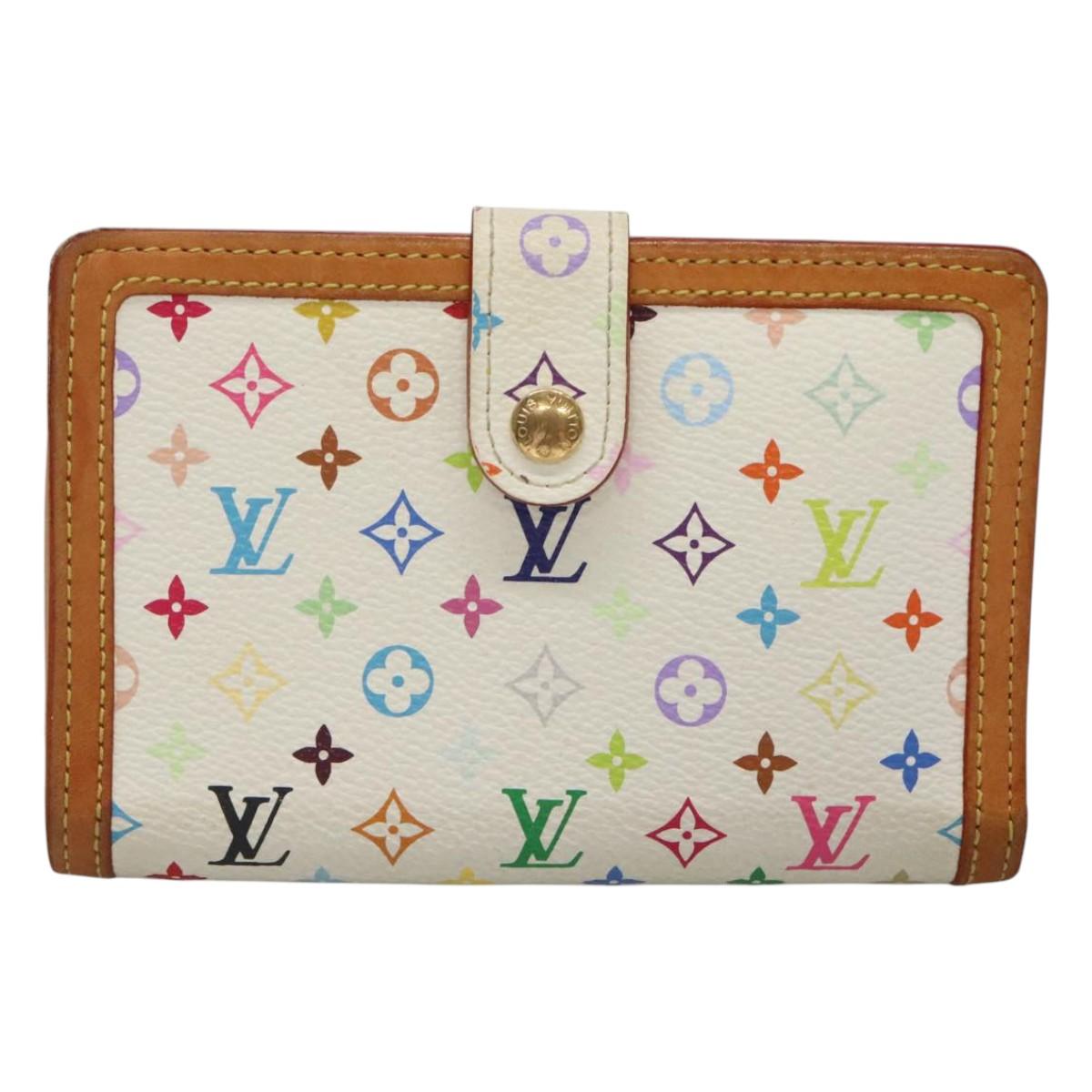 LOUIS VUITTON Multicolor Portefeuille Viennois Wallet White M92987 Auth 125462