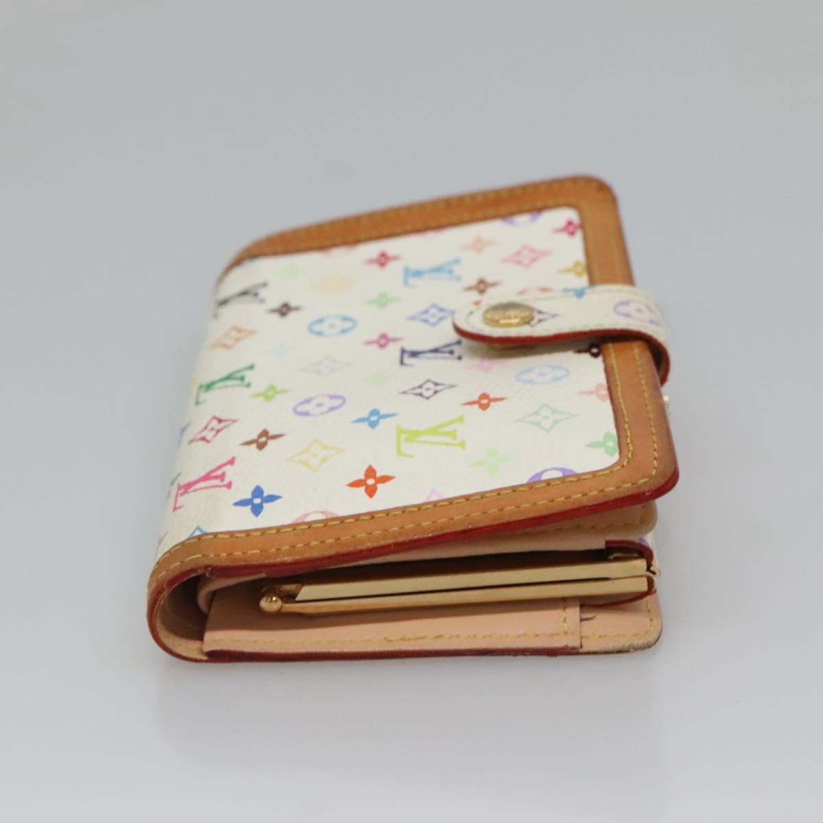LOUIS VUITTON Multicolor Portefeuille Viennois Wallet White M92987 Auth 125462