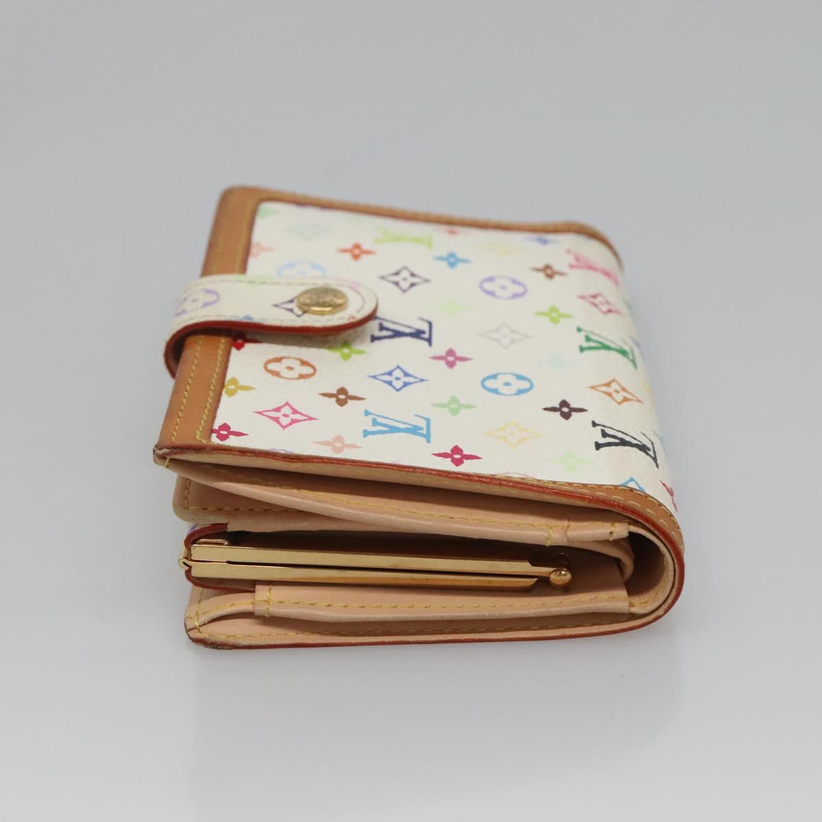 LOUIS VUITTON Multicolor Portefeuille Viennois Wallet White M92987 Auth 125462